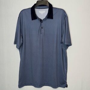 Maelreg Performance Polo Shirt Mens Large Blue White Geometric Golf Stretch
